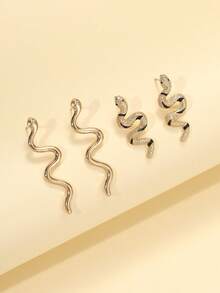 2 对合金蛇形耳钉套装，适合日常佩戴 - 彩色 - 查看 7