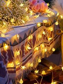 1.5米/3米/6米LED水晶球星形串灯，室内装饰电池供电泡泡星形仙女灯，适用于客厅、花园、露营、生日派对、婚礼、庭院、圣诞树装饰 - 黃色 - 查看 5