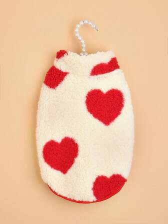 1pc Heart Pattern Pet Vest, Suitable For Cats And Dogs, Plush Pet Harness For Autumn/Winter