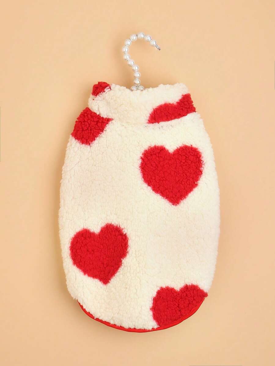 1pc Heart Pattern Pet Vest, Suitable For Cats And Dogs, Plush Pet Harness For Autumn/Winter
