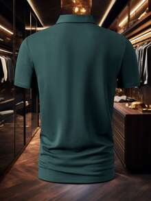 1pc Embroidered Pattern Business Casual Plus Size Men's Polo Shirt, Comfortable Fabric Suitable For Golf, Tennis, Outdoor Travel, Leisure, Great Gift For Men