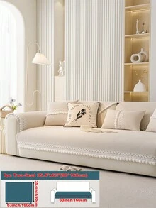 1 tấm phủ ghế sofa viền hoa sang trọng, khăn phủ ghế sofa chống trượt, chống bụi, chống trầy xước, tấm bảo vệ ghế sofa sang trọng, vỏ bọc ghế sofa trang trí, thích hợp cho phòng khách, phòng ngủ, phòng học, văn phòng, xe hơi, mọi mùa - Màu be - Xem 17