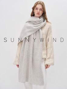 1 pieza Bufanda suave y amigable con la piel de unicolor, para uso diario con vestidos - blanco gris - Ver 9