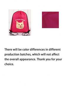 Customizable Pet Name And Photo Polyester Drawstring Bags, Personalized Logo/Text, Durable Multi-Purpose Backpacks For Weddings, Showers, Birthdays, Graduations, Holidays & More, Event Giveaway Bags | Bold Visual Appeal | Lightweight Backpack
