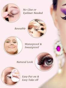 1对自粘假睫毛，无需胶水即可DIY，佩戴方便，自然柔软，可重复使用，适合初学者，是很好的圣诞礼物。