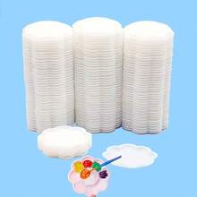 20/35/50pcs Mini Flower Shaped Plastic Painting Palettes - Art Oil Painting Trays For Watercolor, Acrylic And Oil Painting Mediums - White - View 12