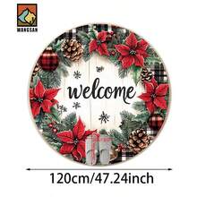 1 pièce Tapis de bain antidérapant rouge pointe de Noël, en matériau de flanelle, tapis de sol rond, décoration moelleuse, convient pour les salles de bains, les portes, les cuisines, les salons et autres occasions, lavable en machine, antidérapant, décoration de Noël, peut être offert en cadeau