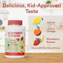 SmartyPants Kids Multivitamin Gummies And Fiber Supplement: Vitamin D3, C, Vitamin B12, B6, A, Zinc, Biotin, Inositol, Fiber Gummies, Three Fruit Flavors, 120 Count (30 Day Supply) - Flavor Name B - View 7