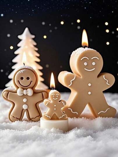 3D可爱卡通姜饼人硅胶模具，柔韧性好，适用于DIY蜡烛/肥皂/石膏树脂工艺品、圣诞装饰、厨房用品、秋季装饰、圣诞家居装饰、手工礼物、房间装饰用品、感恩节装饰