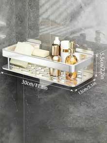 2pcs No Drill Bathroom Shelf, Wall Mounted Bathroom Shower Organizer Rack, Bathroom Vanity Storage Shelf, Bathroom Wall Mounted Shelf Bathroom Accessories Bathroom Tools - Multicolor - View 16