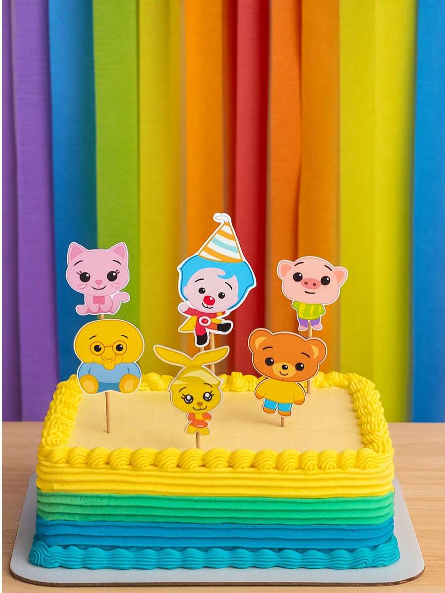 Set de Decoraciones Cake Toppers del personaje infantil Plim - Plim y sus Amigos para Cumpleaños Infantiles - 6 Piezas en Madera MDF de 3 mm de Grosor - Multicolor - Medidas aprox de 11x6 cm personaje principal y 6x5 cm amigos -Ideales para Decorar Pasteles, Tartas y Cupcakes en Fiestas de Niños y Niñas - Diseño Alegre y Divertido de Personajes Animados, Fáciles de Colocar, Resistentes, Reutilizables y Duraderos - Decoraciones Perfectas para Ambientar Fiestas Temáticas, Baby Showers, Reuniones Escolares y Celebraciones Especiales con un Toque Colorido y Original - Multicolor - Ver 1