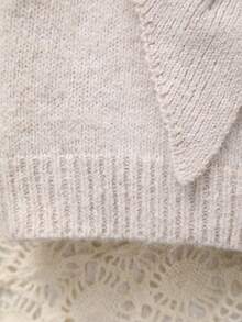 女婴3D蝴蝶结针织毛衣+纯色口袋裤套装 - 杏色 - 查看 5