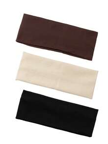 1/3/4 piezas Diademas deportivas versátiles y minimalistas de unicolor, accesorios para el cabello de otoño e invierno para mujer, pañuelos elegantes, bandanas suaves para vacaciones - Multicolor - Ver 8