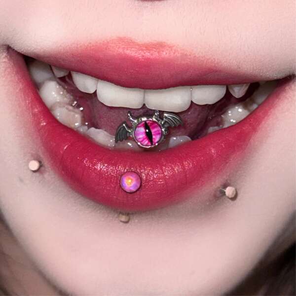 Titanium Steel Devil Eye Tongue Piercing, Sexy Tongue Ring Piercing Jewelry