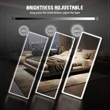 OLIXIS LED Full Length Body Mirror For Bedroom With Light, 64"X21", Hanging Or Leaning For Wall, Aluminum Alloy Thin Frame Floor Standing For Living Room, Tall, White - Xem 6