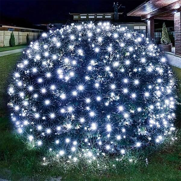 Solar LED Net Light, 192Leds 9.8*6.6 Ft, 8 Lighting Modes, Waterproof,Solar Fairy Lights, Outdoor Light String Suitable For Courtyard, Garden, Christmas, Tree, Balcony, Lawn, Camping, Party, Wedding, Holiday Decoration