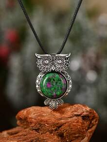 1/5/10 件时尚金属镶嵌天然水晶猫头鹰吊坠项链，天然紫水晶适合女性日常佩戴 - 貓頭鷹 - 查看 28
