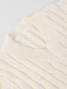 1pc Tween Girls Fashion Casual Outdoor Minimalist Versatile Commuter Knit Sweater, Suitable For Autumn/Winter - Apricot - View 5