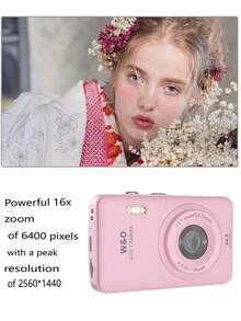 W&O 2025 New 1080P FHD Digital Camera With 32GB Card, Compact Small Cheap Cameras, Rechargeable Photography Camera, 48MP Auto Focus Camera, Puzzle Game,Very Suitable For Entry-Level Novice Photography And Video Recording Enthusiasts. Budget-Friendly Holiday Gift (Thanksgiving, Christmas, Halloween) - Hồng - Xem 3