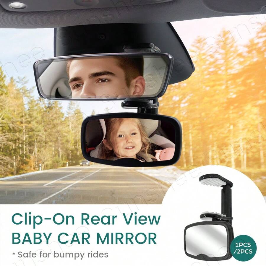 1PC & 2pcs Shatterproof & Shakeproof Forward Facing Baby Car Mirror - Clip On Car Mirror For Baby, Newborn Essentials