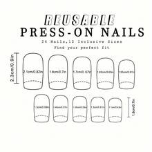 24 Pieces/Box Medium And Short Square Wearing Armor Blue Corrugated Smudged Gold Striped Fake Nail Piece - 1535 - Xem 3