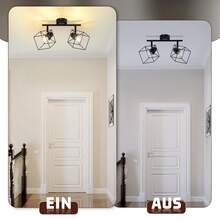 Glitzerlife Ceiling Spotlight Ceiling Lamp 2 Flames Black - E14 Ceiling Light 350° Swiveling Vintage Lamp Metal Ceiling Spots Bedroom Lamp For Living Room Hallway Kitchen - Without Bulb - 2 火焰 - 查看 10