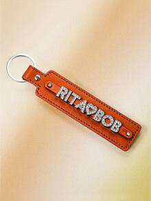 1pc Customized Accessory & Pendant, Customized Crystal Letter Keychain, Shiny Personalized Leather Keychain Accessory, Gothic Letter Car Keychain, Gift For Men & Women, Creative/Mother's Day/Valentine's Day/Gift - Multicolor - View 17