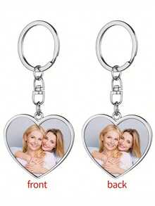1 pieza Llavero personalizado de acero inoxidable con foto a color, un accesorio de bolso con diseño de imagen de doble cara, que sirve tanto como un accesorio práctico para llaves como un colgante de equipaje pensativo.