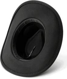 Classic Western Felt Cowboy Hat With Wide Brim For Outdoor Use - 1 Pack Style 4: Black With Belt Buckle - View 5