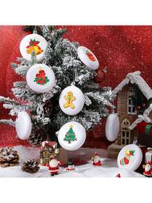 12/24 Pcs 3.15 Inch Christmas Blank White Ball Ornaments Plastic White Matte Flat Discs Christmas Ornaments Xmas Christmas Tree Hanging Ornament Decorations DIY Crafts Painting Drawing
