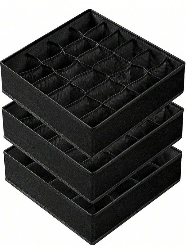 1 قطعة - صندوق تخزين متعدد الأقسام للرجال/النساء باللون الأسود يتضمن صناديق وحدات بأحجام 24/8/7/6. تصميم شبكي، طراز أسود بسيط يوفر التهوية والرؤية. قابل للتكديس والطي، يوفر 70% من المساحة. مناسب لتخزين الملابس الداخلية والجوارب والربطات والأحزمة. يحافظ على نظافة خزانة الملابس. مثالي لديكور غرفة النوم، تخزين ملابس الخريف، ديكورات المنزل في عيد الميلاد، ديكور غرفة النوم، ديكور المنزل في الخريف، وصناديق التخزين.