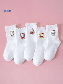 1 Pair/5 Pairs/10 Pairs Of Children's  Socks, Soft And Breathable Cartoon Socks, Unisex, Cute And Fashionable, Suitable For School, Holidays, Sports, Casual Wear, Fashionable And Cute Cartoon Socks, A Must-Have For Girls, Cute Cartoon Socks Full Of Fashion Elements, Pink Cartoon Cute Women's Socks, Family Floor Mat Socks, Comfortable And Fashionable