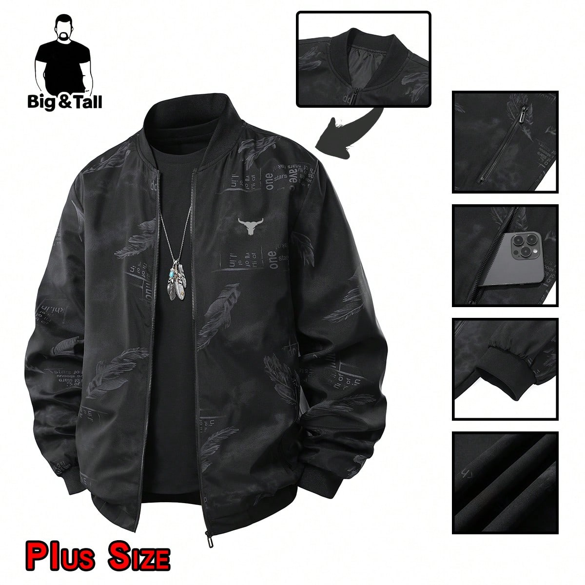 Chaqueta para hombre talla grande, ropa exterior casual y ligera, camisa holgada talla grande, adecuada para viajes, cuello de béisbol, chaqueta bomb
