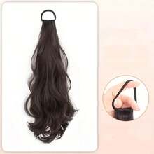 Women's Heat-Resistant Synthetic Ponytail Wig - Long Curly Wavy Non-Slip Rubber Band, Natural Layered Suitable For Daily Party Photos, Full Light Beige Color And All Hair Types Exclusive Stable High-Temperature Resistant Fiber Wig - Màu nâu tối - Xem 6