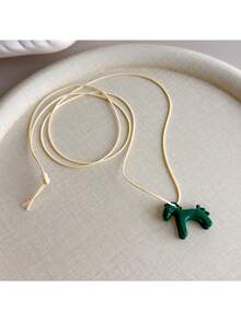 1pc Colorful Enamel Glazed 3D Mini Horse Pendant Necklace, Casual Knotted Sweatshirt Chain, Cute & Playful For Summer - Pendant Necklace - View 10