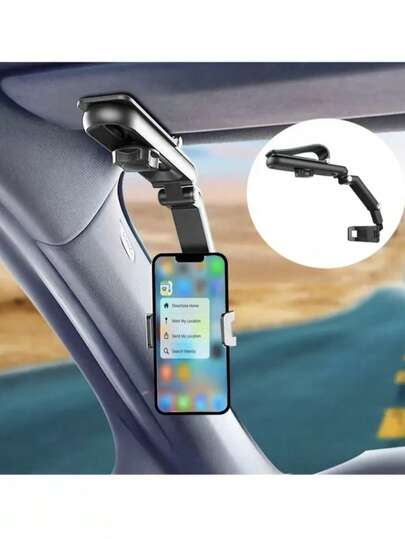 1pc Rotatable And Retractable Car Phone Holder, 360 Degree Rotating Phone Holder For Car, Cell Phone Car Holder Mobile Mount For Vehicle Rear View Mirror