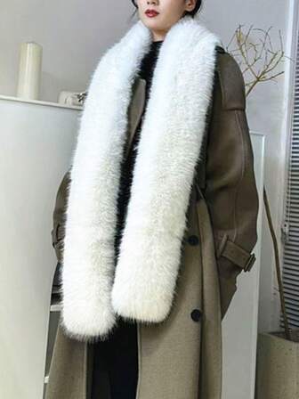 1条人造毛皮围巾，个性化多功能保暖围巾，适合派对、舞蹈等场合，柔软蓬松长围巾，冬季连衣裙穿着。