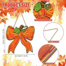 1 Pc, Pumpkin Bow Wooden Hanging Sign, Thanksgiving Bow Wall Hanging, Football Bow Wall Hanging Art, Bow Welcome Door Sign, Indoor And Outdoor Porch Decoration In University Dormitory Apartments, Christmas Decoration, 2D Home Decor Christmas Decorations Room Decor