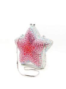 Micro Jewelry Designer Women's Shiny Crystal Star Clutch Bag, Unique Crystal Evening Bag, Luxury Chain Handbag, Suitable For Weddings, Galas And Other Occasions, The Best Gift For Her - Màu Hồng baby - Xem 2