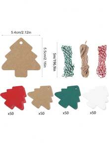 50pcs Gift Tags, Christmas Tags For Presents, Xmas Kraft Gift Tag, Christmas Labels With String, Price Tag, Brown Kraft Labels For Gift Wrapping, DIY Crafts - 4 Colors - Multicolor - View 3