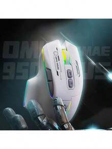 Acer Mouse de gaming multifuncțional OMW950 Plus cu personalizare a programării macro, comutare DPI cu o singură atingere cu mai multe viteze, iluminare RGB ergonomică, potrivit pentru diverse scenarii de gaming, birou și design, trimod wireless alb