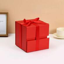 1 件方形丝带礼盒，带蝴蝶结的折叠礼盒，生日礼物，化妆品礼盒，节日礼物包装盒 - 彩色 - 查看 18