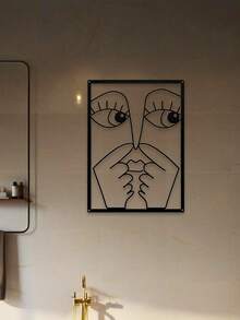 1 peça de arte de parede de metal com clipe de nariz engraçado, arte de linha de banheiro minimalista e elegante, decoração de banheiro humorística, decoração de banheiro de hóspedes, arte de linha de metal para pendurar na parede, arte e artesanato