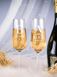 1/6/12pcs Customized Bridesmaid Champagne Glass, Single Champagne Glass Crystal Label Stickers, Personalized Champagne Glass Crystal Label Stickers