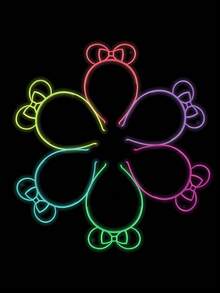 6个霓虹皇冠头箍，生日、节日派对发光装饰，夜光头箍，返校季、情人节霓虹服装配饰 - 彩色 - 查看 5