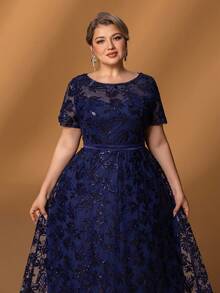 Faeriesty Mosy Plus Short Sleeves Floral Sequin Mother Of The Bride Dress&Wedding Dress&Formal Party Dress&Long Evening Gown