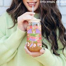 Romantasy Book Lover Fantasy Bookish Booktok UV Dtf Wraps For 16 Oz Glass Can Cup, Magical Fairy Tale Witch Dragon Uv Dtf Cup Wraps For Glass Cup Bottle Tumbler Mug, Dark Academia Reader Waterproof Uvdtf Cup Wraps For Laptop Diy Craft Decorations, Uv Dtf Decals Water Bottle Stickers