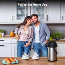 Airpot Coffee Carafe Keeping Hot - 102 OZ 3L Large Coffee Dispenser With Pump - Insulated Stainless Steel Urn Hot Drinks Tea Chocolate - Thermal Beverage Dispenser Parties - 不銹鋼 + 64 盎司 - 查看 2