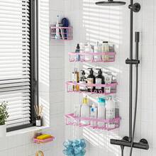 Adhesive Shower Caddy, 5 Pack Rustproof Stainless Steel Bath Organizers With Large Capacity, No Drilling Shelves For Bathroom Storage & Home Decor - Hồng - Xem 2