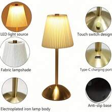 1 Stück 3-farbige, berührungsempfindliche, kabellose Lampe - skandinavischer Minimalist Stil, Helligkeit durch Langdruck einstellbar, geeignet für Schlafzimmer, Wohnzimmer, Esszimmer und Partys